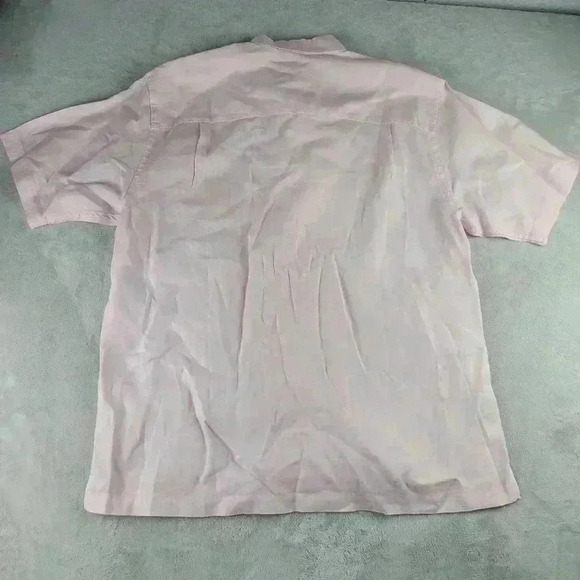 Tommy Bahama Shirt Mens Lg Short Sleeve Button Up Pink Linen - Picture 2 of 7